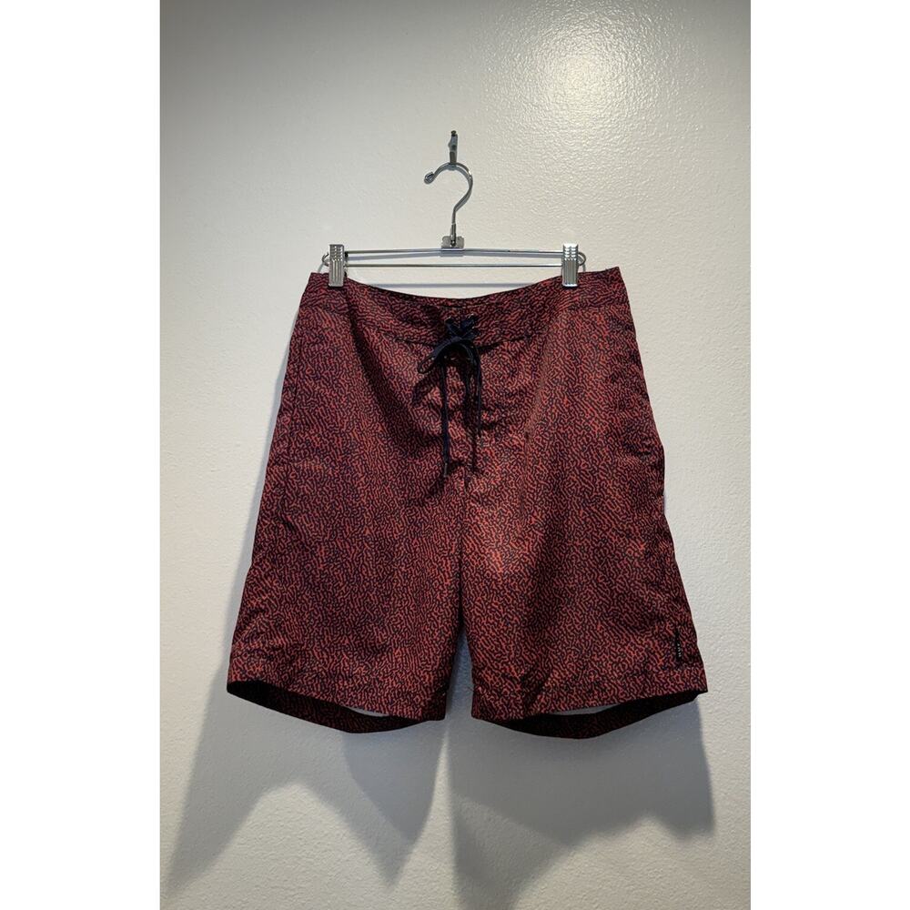 HUF Size 30 Men’s Navy Red Print Board Shorts Swim‎ Trunks Artsy Unlined Beach